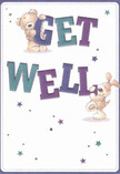The heart of Old Ford thrums with a similar optimism found in this bright get well card: two adorable friends, a fuzzy teddy bear and a playful puppy, come to life as they balance the large, colourful 'Get Well' letters. The bold text in indigo and teal contrasts against a creamy white background, its joyful palette reminiscent of spring blooms along the Regent's Canal. Twinkling star details in blues and purples add a whimsical, hopeful aura, echoing the neighbourly care that Old Ford is known for. Illustrated textures-the bear's touchable fluff, the puppy's inviting softness-make the scene feel as warm as a comforting embrace. Every detail carries the tenderness and local pride that Flowers Old Ford pours into its same-day bouquet deliveries. More than a simple greeting, this card delivers emotional brightness and gentle encouragement-ideal for supporting loved ones throughout the Old Ford community.